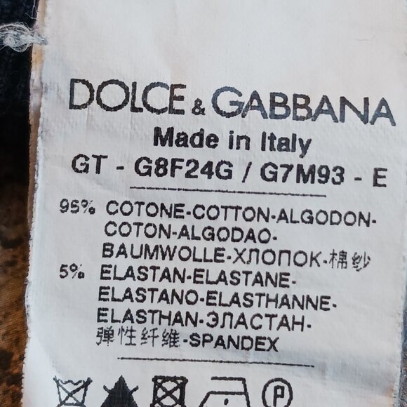 Dolce & Gabbana Men’s Black Ribbed V-Neck Tee Italian Tricolor Stripe Size 52 - Picture 11 of 14